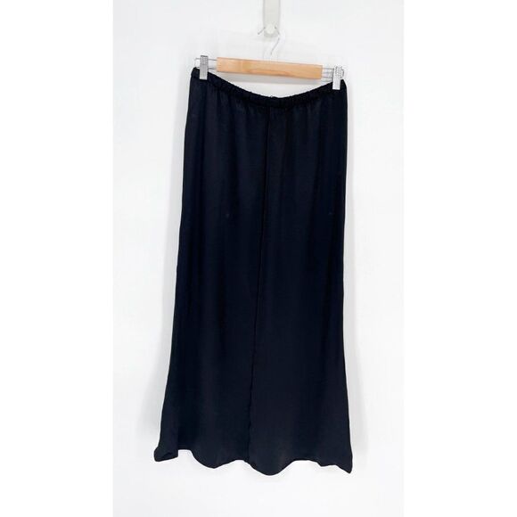 ZARA Drawstring Satin Flowy Wide Leg Palazzo Pants Black Women's XS NEW - Picture 5 of 8